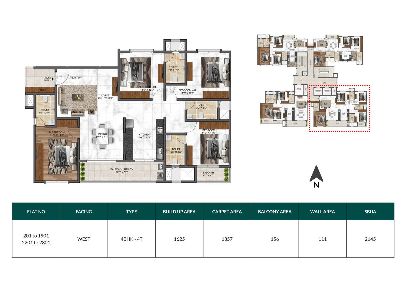 Mana Dale, 4 BHK + 4T floor plan