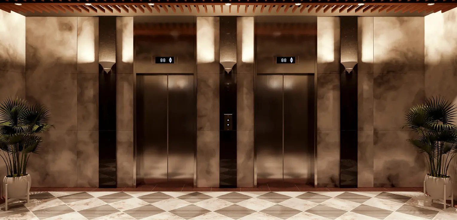 Private elevator lobby at Mana Jardin Neo