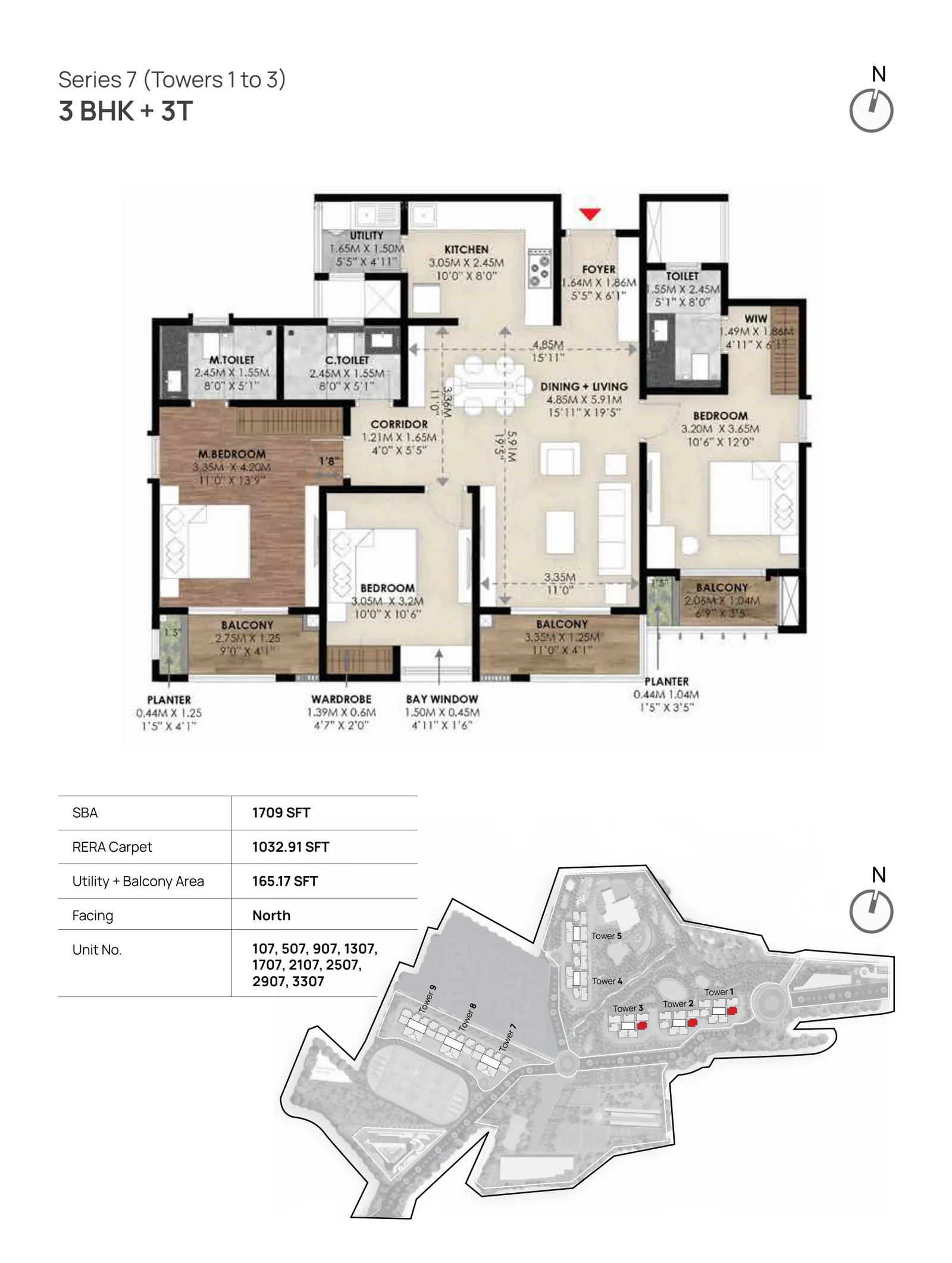 Mana Skanda: The Right Life, 3 BHK + 3T floor plan