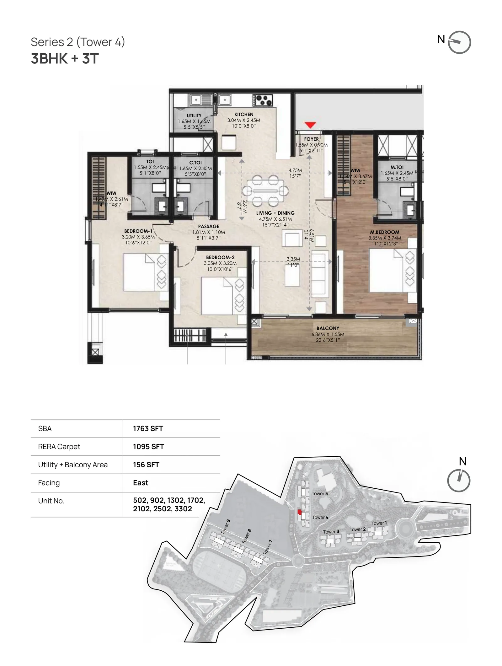 Mana Skanda: The Right Life, 3 BHK + 3T floor plan