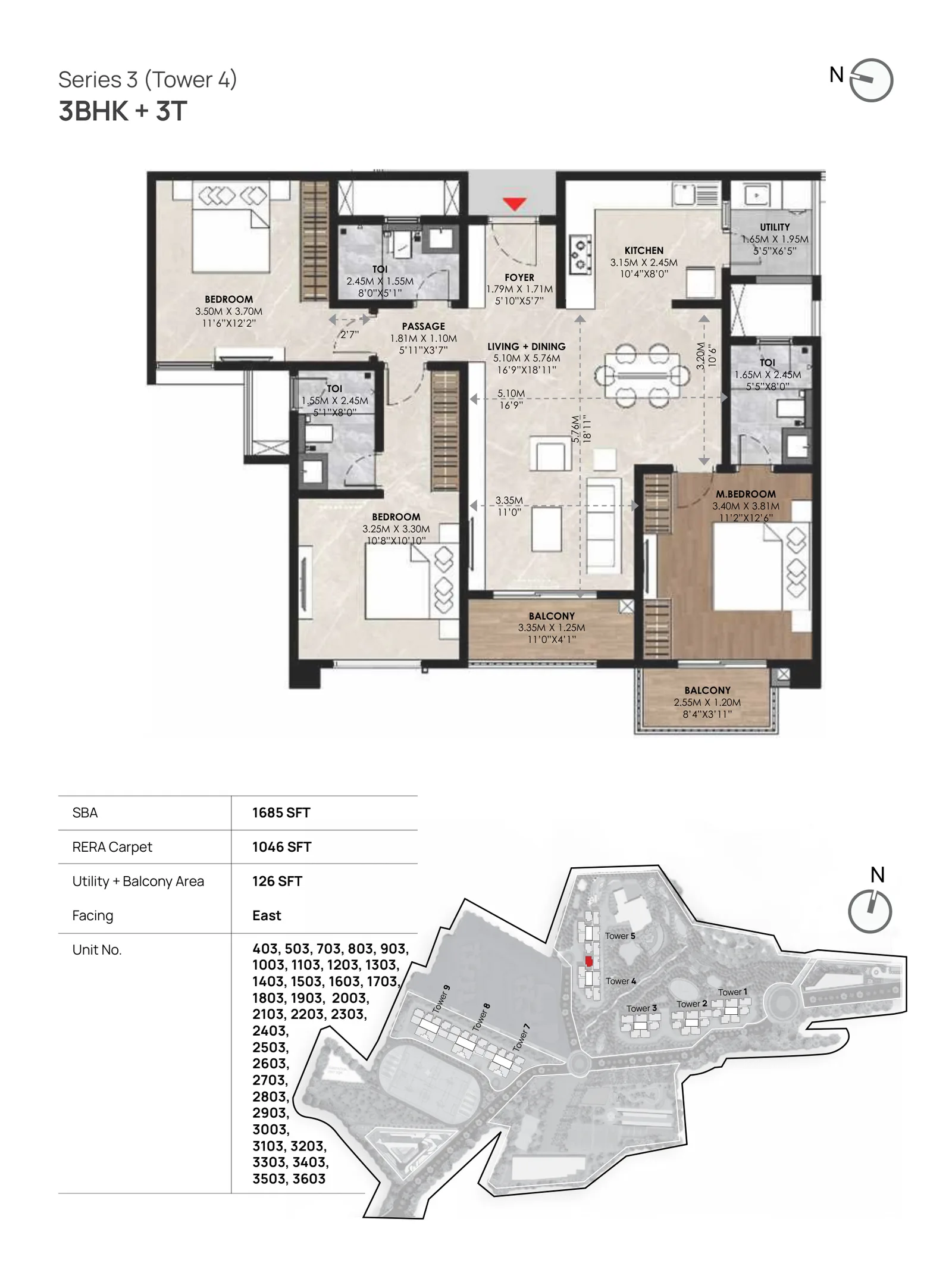 Mana Skanda: The Right Life, 3 BHK + 3T floor plan