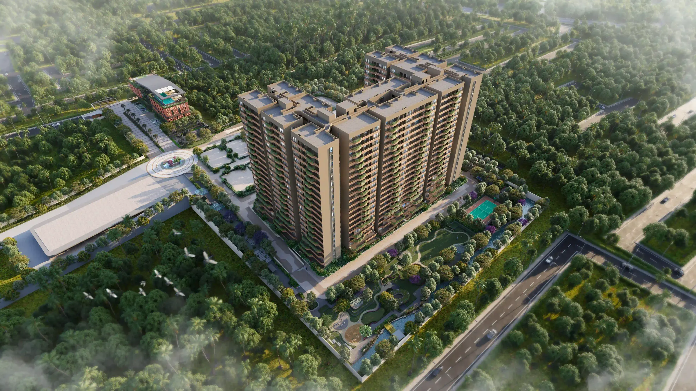 Aerial view of Mana Verdant Terraces four towers