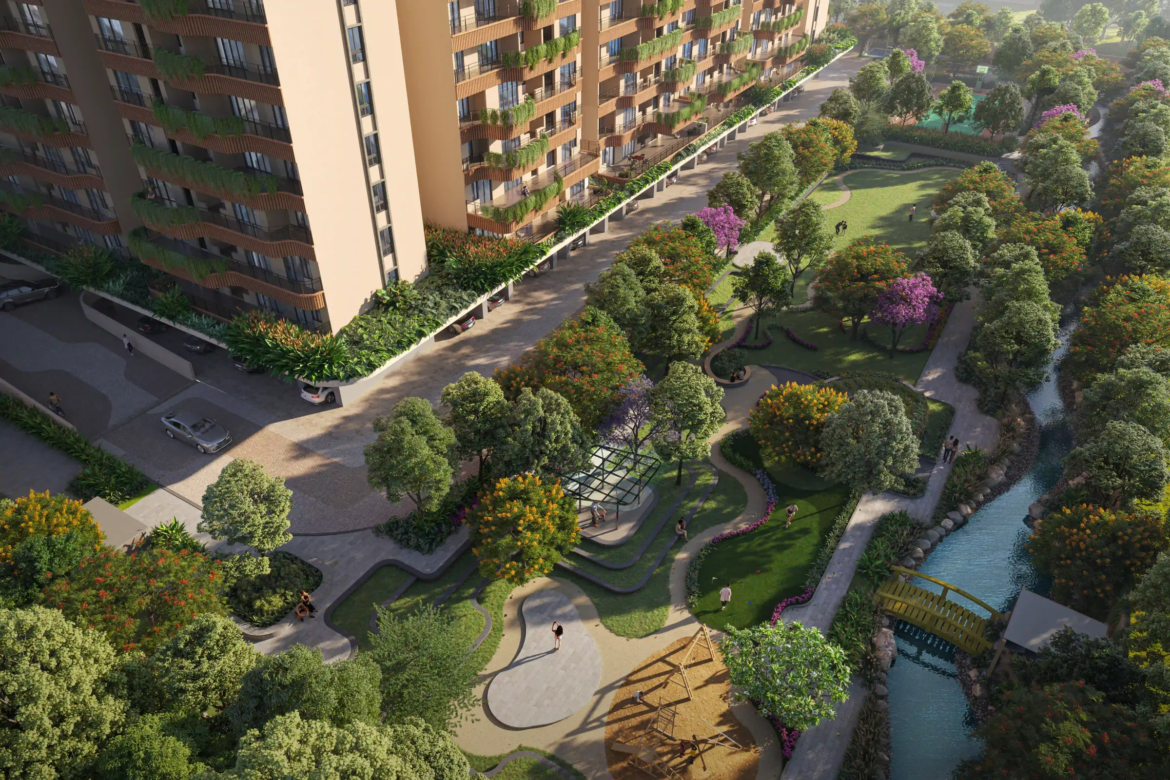 Amenity zone, rear landscape view at Mana Verdant Terraces