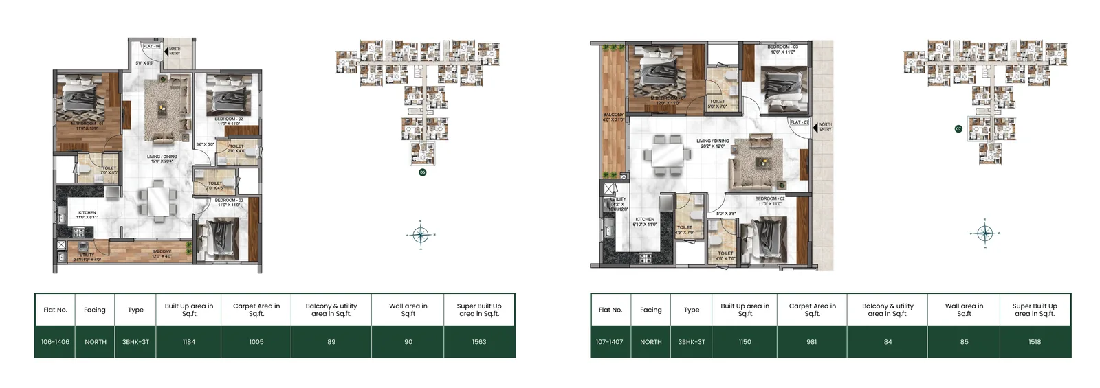 Mana Vista, 3 BHK + 3T floor plan