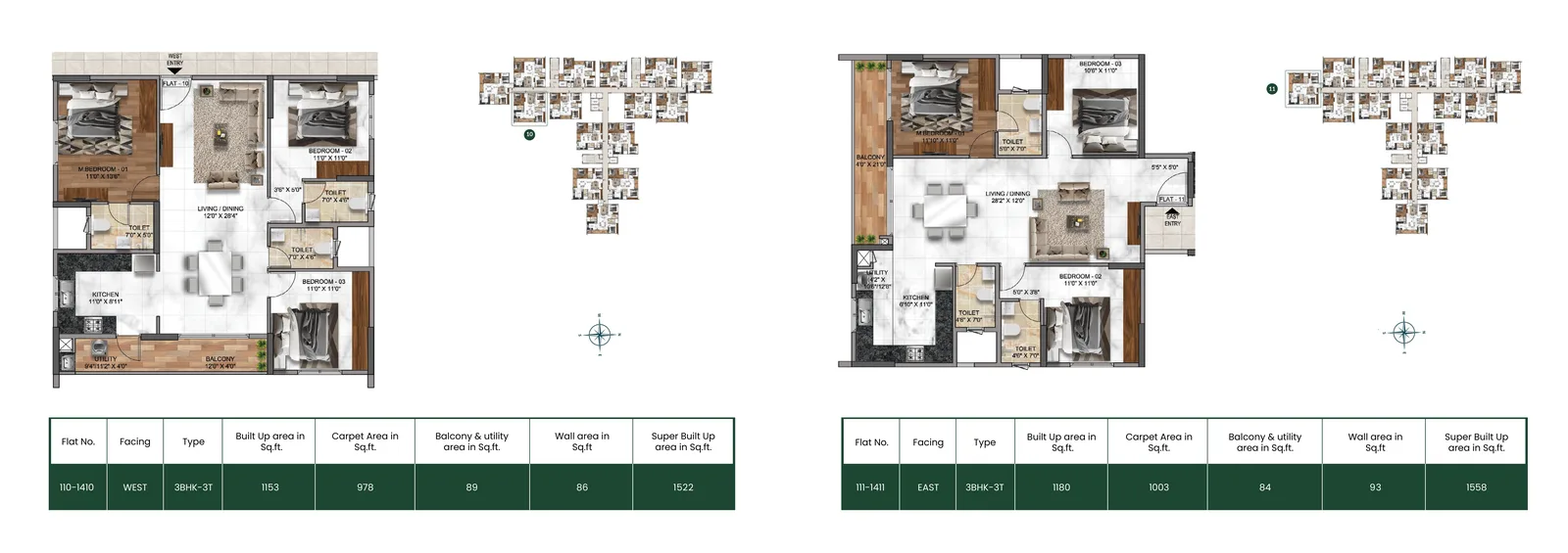 Mana Vista, 3 BHK + 3T floor plan